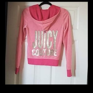 Juicy Couture Pink Velour Zippered Sweatshirt